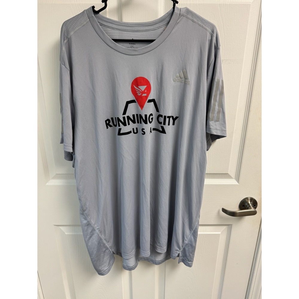 Adidas Mens Own The Run Tee Running City USA Halo Silver HB7432 2XL NWT